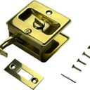 QCAA Solid Brass Sliding Door Pull Door Pocket Lockable, Polished Brass, Made in Taiwan, 1 Pack