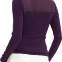 Darong Womens Mesh Sheer Long Sleeve Top Crew Neck Slim Fit Shirts Sexy Casual Going Out Blouses