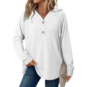 Angerella Hoodies for Women Oversized Sweatshirt Loose Fit Casual Long Sleeve Drawstring Button Hooded Fall Tops. Size XL.