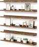 upsimples Floating Shelves for Wall, 35.5 Inch Shelves for Decor Storage Set of 6, Wall Mounted Wood Shelf for Bedroom, Living Room, Bathroom, Kitchen, Long Picture Ledge Shelves, Brown