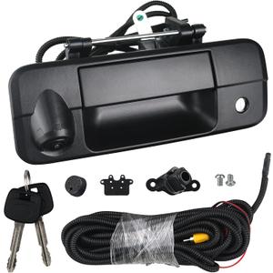 Backup Camera Tailgate Handle with Key Lock Cylinder Compatible with Toyota Tundra 2007-2013 Reverse View Rear Camera Liftgate Handle (Black)