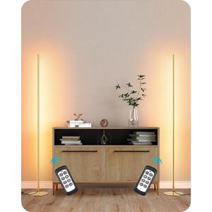 EDISHINE LED Corner Floor Lamp, Set of 2 Minimalist Dimmable Light with Remote, 57.5" Tall Standing Lamp for Living Room, Bedroom, Home Office, 7 Color Temperature 2700-6000K (Gold)