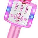 Amazmic Toys for Girls, Kids Karaoke Microphone Toddler Microphone for Kids with Lights, for Girls, Birthday Party Boys Toy Age 3 4 5 6 7 8+(Light Pink)