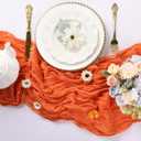 6 Pack Orange Cheesecloth Table Runner 10FT Boho Cheese Cloths Gauze Fabric Table Runner 120 Inch Rustic Sheer for Spring Wedding Birthday Party Baby Shower Holiday Home