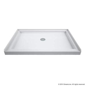 SlimLine 48 in.x 32 in. Single Threshold Alcove Shower Pan Base in White with Center Drain