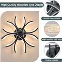 Modern LED Flush Mount Ceiling Light - 12 Lights Dimmable Close-to-Ceiling Fixture with Remote Control, 144W 3000K-6500K Adjustable Color Temperature for Bedroom, Living Room (Black)
