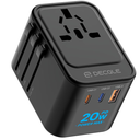 decqle Universal Travel Adapter, International Travel Plug Adapter with 2 USBC(PD 20W) ＆ 1 USBA Ports, All in One Portable Adaptor, for USA, UK, EU, AU ＆ 224+ Countries (Black) US