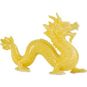 Feng Shui Dragon Statue Ceramic Figurine Home Office Zen Decor | Hand carved 3D porcelain,high temperature fired,lucky wealth decor for tea room office store,ideal chinese gift