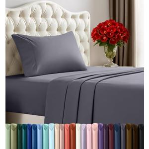 Utopia Bedding Twin Sheet Set  3 Piece Bed Sheets for Twin Size Bed, Soft and Breathable Microfiber, Includes 1 Fitted Sheet, 1 Flat Sheet and 1 Pillowcase (Grey)