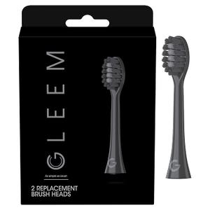 GLEEM Toothbrush Replacement Brush Heads Refill, Black, 2 Count (2 Count (Pack of 1))