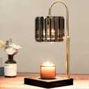 Yuichoy Candle Warmer Lamp with Timer, Dimmable Electric Candle Wamer Adjustable Height, Gifts for Women Mom, Glass Modern Candles Melter Lamp, Black