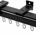Smooth Ceiling Curtain Track with Roller Hooks, Black, 6ft-9ft