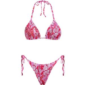 VOLAFA Women's Triangle Bikini Set String Swimsuit Print Tie Smocked Ruched Two Piece Bathing Suit (6)