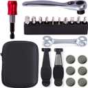YBEKI Bike Repair Tool Kit Set - Bicycle Multi-Tool Kit with Ratchet Reversible Tool & 10 Tool bits, Bone Wrench, Bike Portable Tool Bag, (Ratchet Tool + tire Tool)