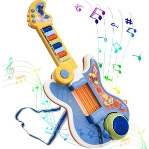 Toddlers Guitar, 4 in 1 Kids Guitar and Piano Guitars for Toddlers 2-4 with Lullaby Projector Toy for Kids Musical Instruments Toys Birthday Gift for a 2 3 4 5 Year Old Boys Girls Gifts