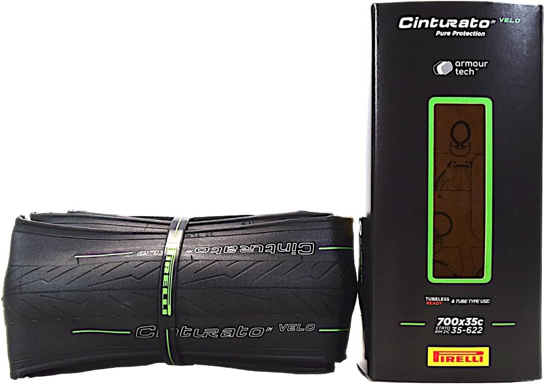 Pirelli Cinturato Velo Road Bike Tire (Long Rides), Clincher Tubeless Ready, Confident Handle Vari Terrains & Worst Conditions, X-Puncture Protect,(1) Tire, Black or Classic Tan Sidewall / Vari Sizes