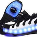 Ufatansy Roller Shoes USB Rechargeable Roller Skate Shoes LED Fashion Sneakers Kids Skateboarding for Girls Boys(4 M US=CN36, Black/ White)3