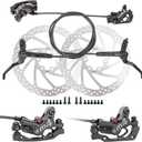 JFOYH 4-Piston MTB Hydraulic Brake Set with 160mm Floating Disc Rotors, Front and Rear Hydraulic Disc Brake Kit For MTB(Pre-bled, Included Original Pads)