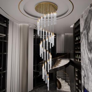 ykolupty Chandeliers for Living Room 38-Lights Modern Crystal Light Extra Large Chandelier Light Fixture Entryway Foyer High Ceiling Chandeliers Lighting with Sloping Ceiling (Gold Chandelier)