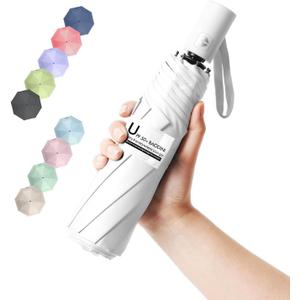 BAODINI Small UV Protection Travel Umbrella Compact for Rain and Sun UPF 50+ Windproof Portable 42 inch Umbrella for Women and Men