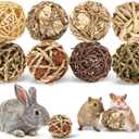 VESPRO Bunny Chew Grass Balls, (8 Pcs) Rolling Chew Toys for Small Animals, Natural Chew Grass Toys and Bunny Treats for Rabbits, Guinea Pigs, Chinchillas, Hamsters, Mice Teeth Grinding