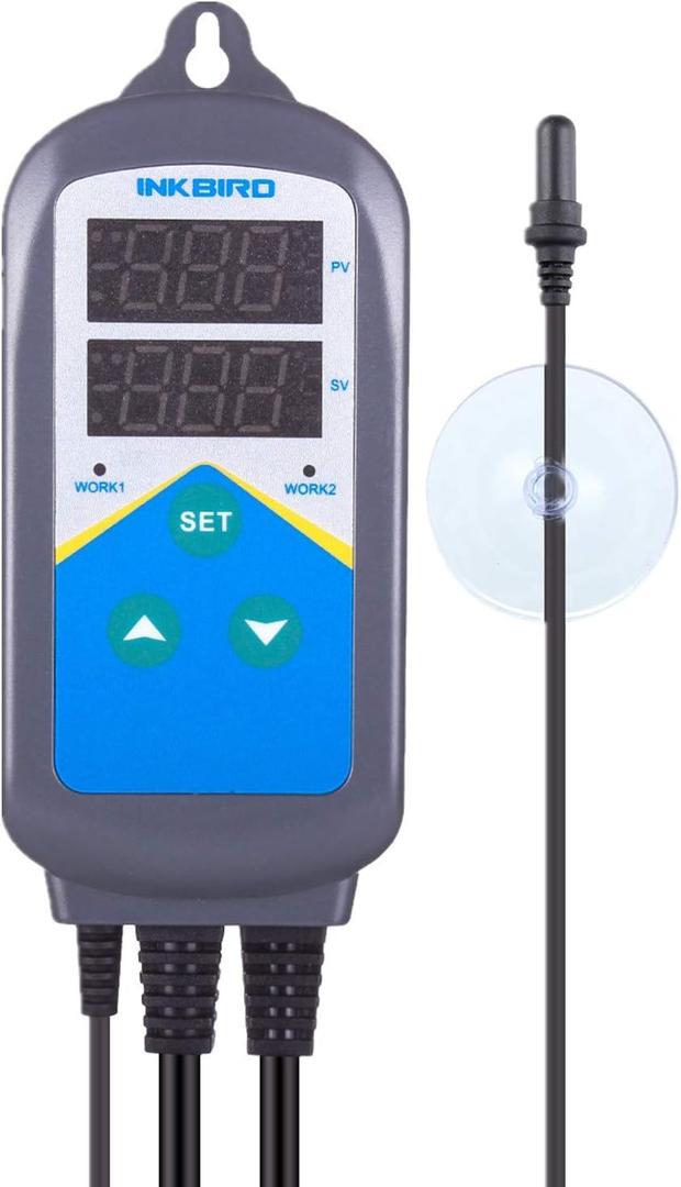 Inkbird Heating Thermostat Aquarium Reptile Submersible Probe Sensor ITC306T Heater Relay Digital Greenhouse Temperature Controller Dual Stage Timer Time Switch ONLY Heat Plug Outlet NO Cooling