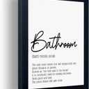 Black and White Bathroom Wall Art, Bathroom Quotes Wall Decor, Small Modern Rules Wall Art, Black Framed Canvas Artworks for Wall (10"L x 8"W, J002)