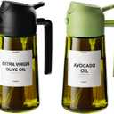 TrendPlain - Original 16oz/470ml Olive Oil Dispenser Bottle for Kitchen Gadgets and Air Fryer Accessories - Olive Oil Sprayer for Cooking w/Stickers (Light Blockage) - Black&Green