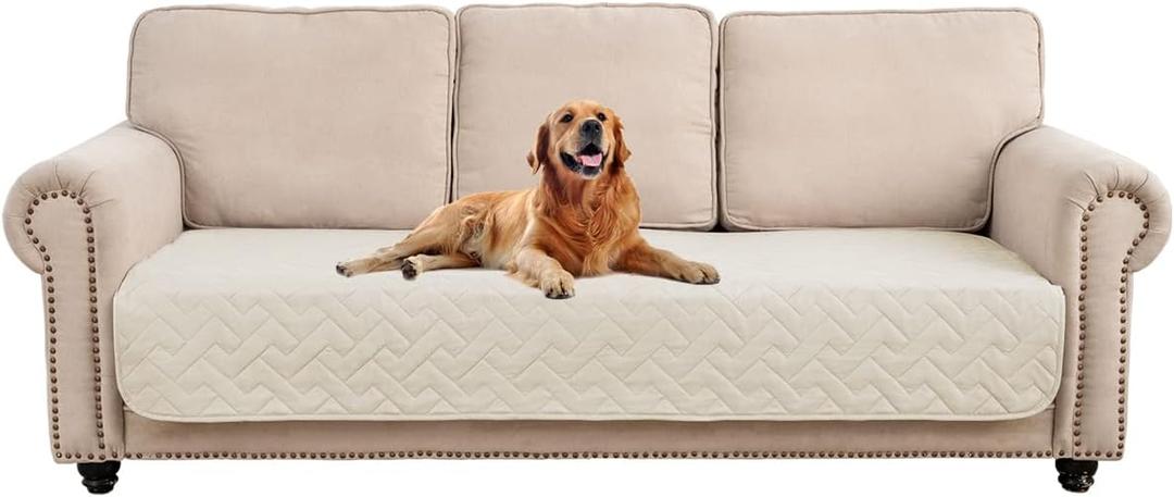 fuguitex Waterproof Dog Bed Cover Couch Cover for Pet Anti-Slip Cat Mat Pet Pad Blanket for Sofa Chair Recliner Bed Furniture Protrctor (30x97 Inch (Pack of 1), Cream)
