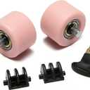 Kids Roller Skate Replacement Wheels with ABEC-5 Bearings - Double Wheel Set for 2-in-1 Skate Shoes, Includes 2 Wheels + 2 Cover Plates + Tool (Light Pink)