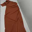 PRETTYGARDEN Summer One Shoulder Long Formal Women's Dress Sleeveless Ruched Bodycon Wedding Guest Slit Maxi Dresses, Size Large