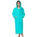 KAHAF COLLECTION WOMEN Hooded BATHROBE (US, Alpha, X-Large, Regular, Regular, AQUA)
