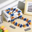 36inch Blue Orange Graduation Kukui Nut Leis Grad Ribbon Beads Necklace Class of 2026 Graduation Gifts for High School Seniors College Party Accessories