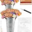 100+4 PCS Wedding Sparkle Tag & Holder Set, “Let Love Sparkle” Send-Off Card, Acrylic Sign & Marker Pen with 2 Galvanized Buckets, Table Decor for Anniversary Bridal Shower Exit