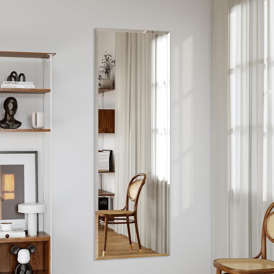NimbusCrest 51"x16" Frameless Full Length Wall Mirrors,Rectangular Mirror Full Length Wall Mounted,Tall Full Body Mirrors with Beveled,Suitable for Living Rooms and Bedrooms