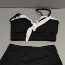 Herseas Womens Seashell Textured Bikini Sets 2026 Summer Knotted Front Ruffle Swimsuits Full Coverage High Waisted Flattering Bathing Suits Teen Girls Resort Essentials X-Small Black and White