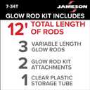 Jameson Glow Fish Rod Kit, 1/4 in x 12 ft Non-Conductive Fiberglass Glow Rod for Running Wires through Ceilings, Walls, Floors, Attics Includes Bullet Nose with Eyelet, Hook, and Storage Tube