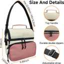 Insulated Lunch Box Dual Compartment Lunch Bag Leakproof Cooler for Men Women with Adjustable Strap,for Work, Picnic, Beach, Camping, Travel (Pink Beige,12L)