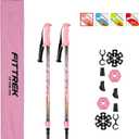 Hiking Poles for Kids - Ultralight Nordic Walking Sticks - Telescopic Child Trekking Poles Collapsible 2 Pack (Pink)