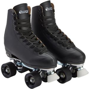 Chicago Quad Roller Skates for Girls & Boys  Durable, Top Performance Indoor/Outdoor Use or Roller Derby - Classic Deluxe Leather High-Top Boots with 60mm Urethane Wheels & Semi-Precision Bearings (Womens 9 / Mens 8, Black)