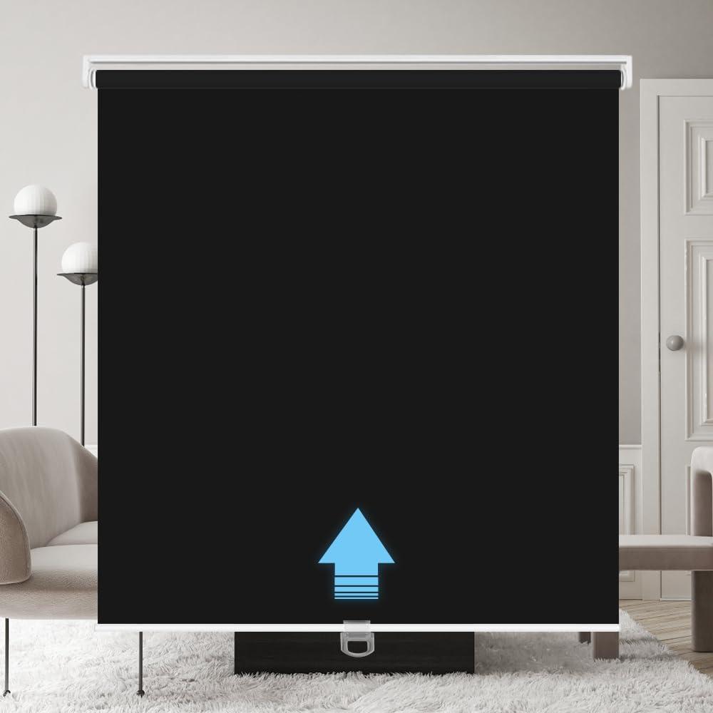 LUCKUP Blackout Cordless Roller Shades for Windows, Room Darkening Free-Stop Pull Down Rolling Blinds, Waterproof Thermal Insulated Window Shades for Home & Office, Black, 38" W x 72" L