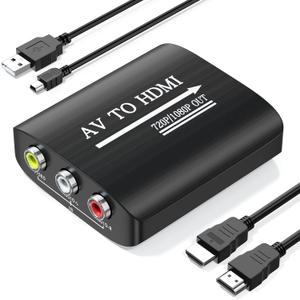 AV to HDMI Converter with HDMI Cable, RCA to HDMI Converter for PS1,PS2,PS3,Xbox,N64,WII,SNES,VHS,VCR,Blue-Ray DVD Players, STB