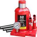 Torin Welded Hydraulic Double Piston Car Bottle Jack with Pressure Gage and Slow Release,32 Ton(64,000 lbs),red, ATH932001BB 