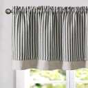 jinchan Linen Striped Valance for Windows 18 Inch Light Filtering Drapes for Small Window Farmhouse Double Layer Valance for Living Room Kitchen RV Rod Pocket 1 Panel Charocoal Grey on Linen