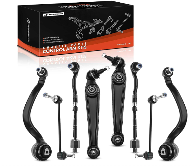 A-Premium Set of 8, Front Lower Control Arm, Sway Bar Link, Inner Outer Tie Rod End Assembly, Compatible with BMW X5 2007-2013, X6 2008-2013