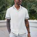Runcati Mens Short Sleeve Shirt Button Down Casual Cuban Linen Shirts Summer Beach Vacation Tops (White, L)