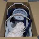 Casabella Clean Water Spin Mop System with Extra Mop Head Refill - Two-Bucket Design Mop System, Splash Guard, Built-in Measuring Cup, and Scraper Tool, Easy Wring Pedal Spinner