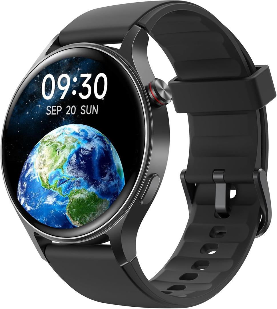 Fitpolo Smart Watch for Men Women,1.3" AMOLED Touchscreen Fitness Tracker, Make/Answer Calls, Heart Rate SpO2 Monitor, 3ATM Waterproof, Sleep & Activity Tracking Smartwatch for Android Phones iPhone, Black