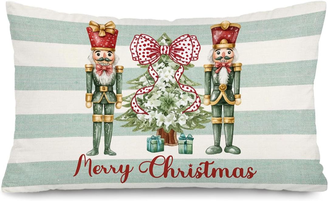 Nutcracker Christmas Decor Pillow Cover 12x20,Nutcracker Decor,Christmas Party Decorations Throw Pillow Covers for Couch Bed Home Bedroom Living Room