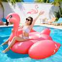 TURNMEON 102" Giant Flamingo Pool Float Inflatable Summer Beach Float Swimming Pool Party Toys Ride-on Lounge Raft Water Pool Floatie for 2-4 Multi Players Adults Lake Floats, Flamingo